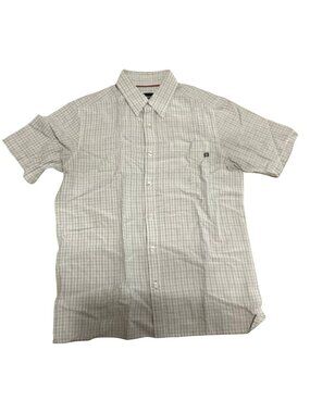 Marmot Short Sleeve Plaid Button-Down Shirt Size M Beige/Brown Hiking Outdoors
